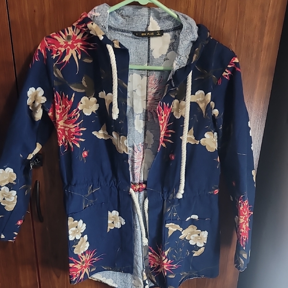 Floral Women's Jacket by - Navy and Red